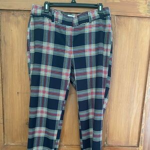 Crown & Ivy Black Gray Red Yellow Plaid Ankle Pants 10